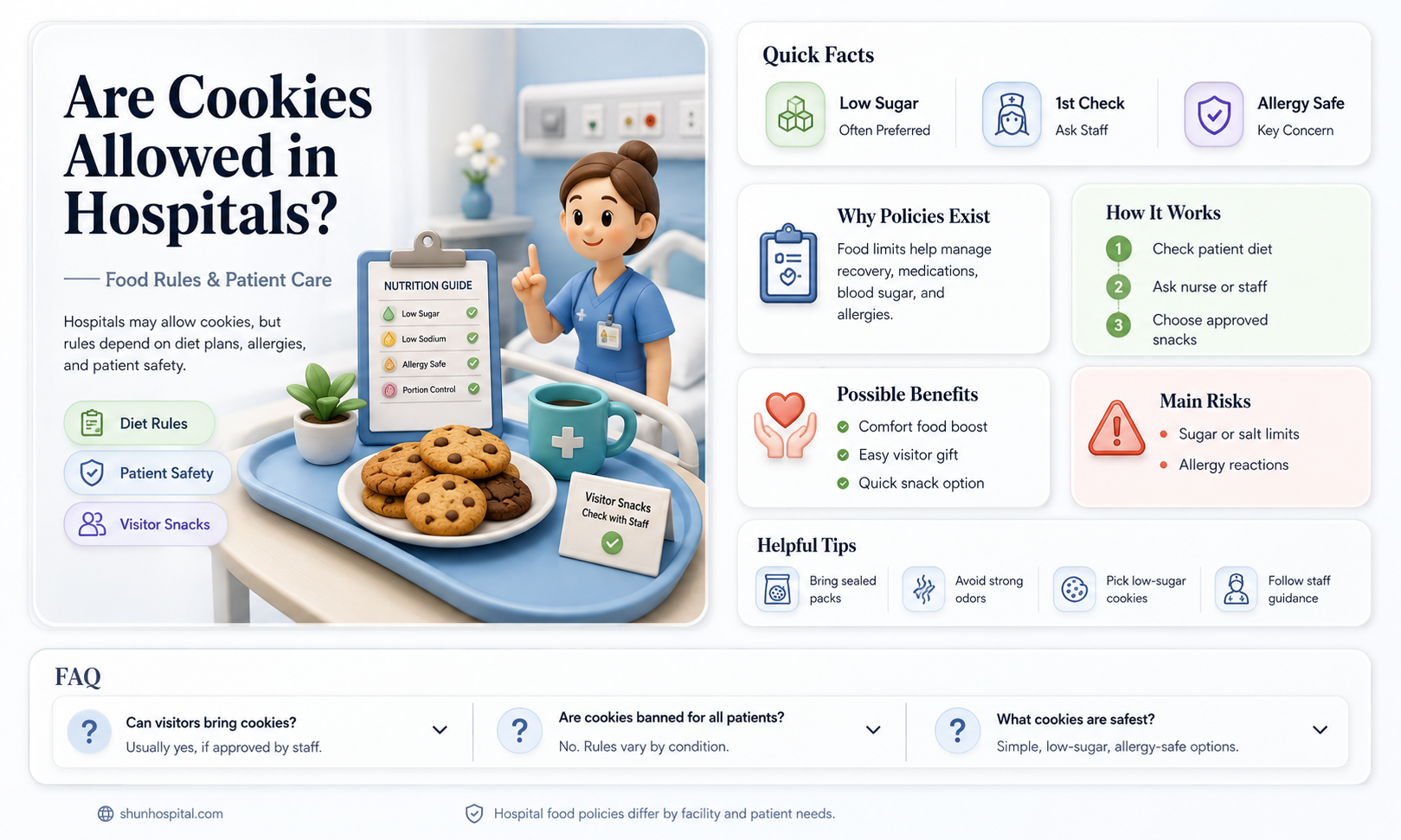 are cookies allowed in hospitals