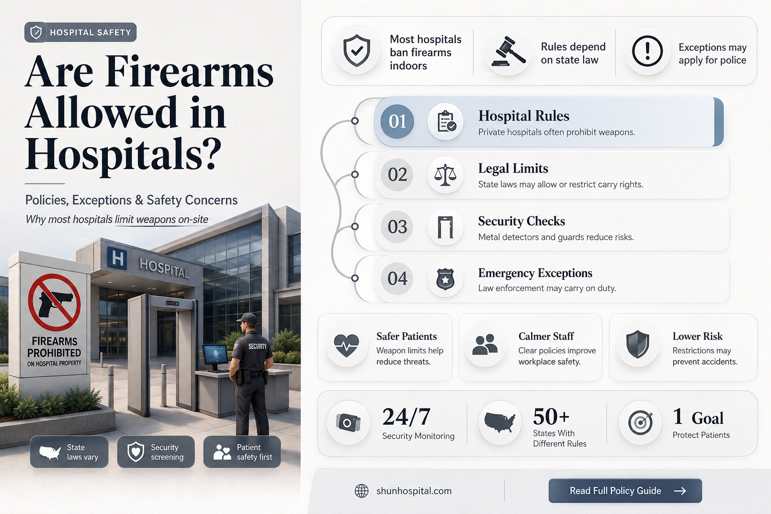are firearms allowed in hospitals