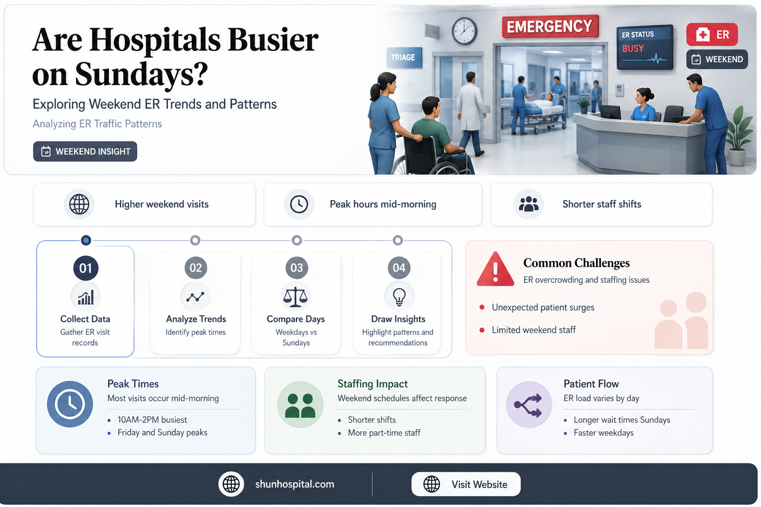 are hospitals busy on sundays