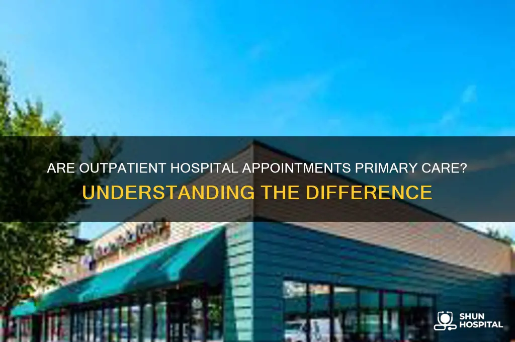 are outpatient appointmnet at the hospital considered primary care