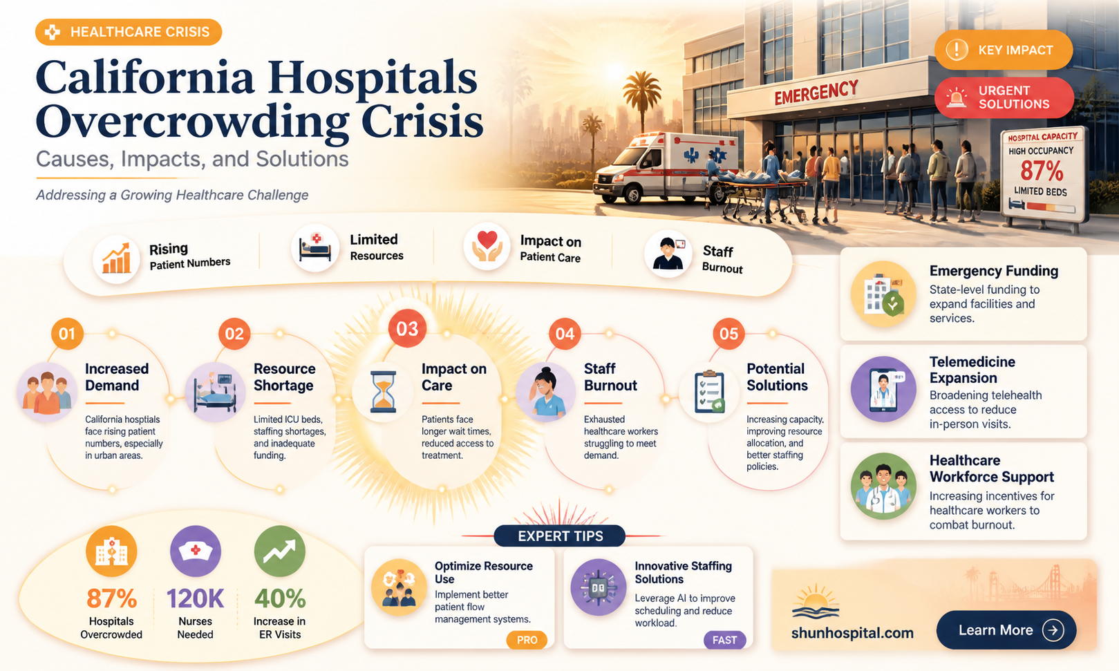 are california hospitals overcrowded