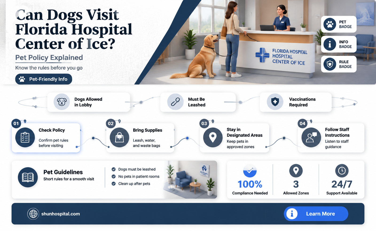 are dogs allowed in florida hospital center of ice