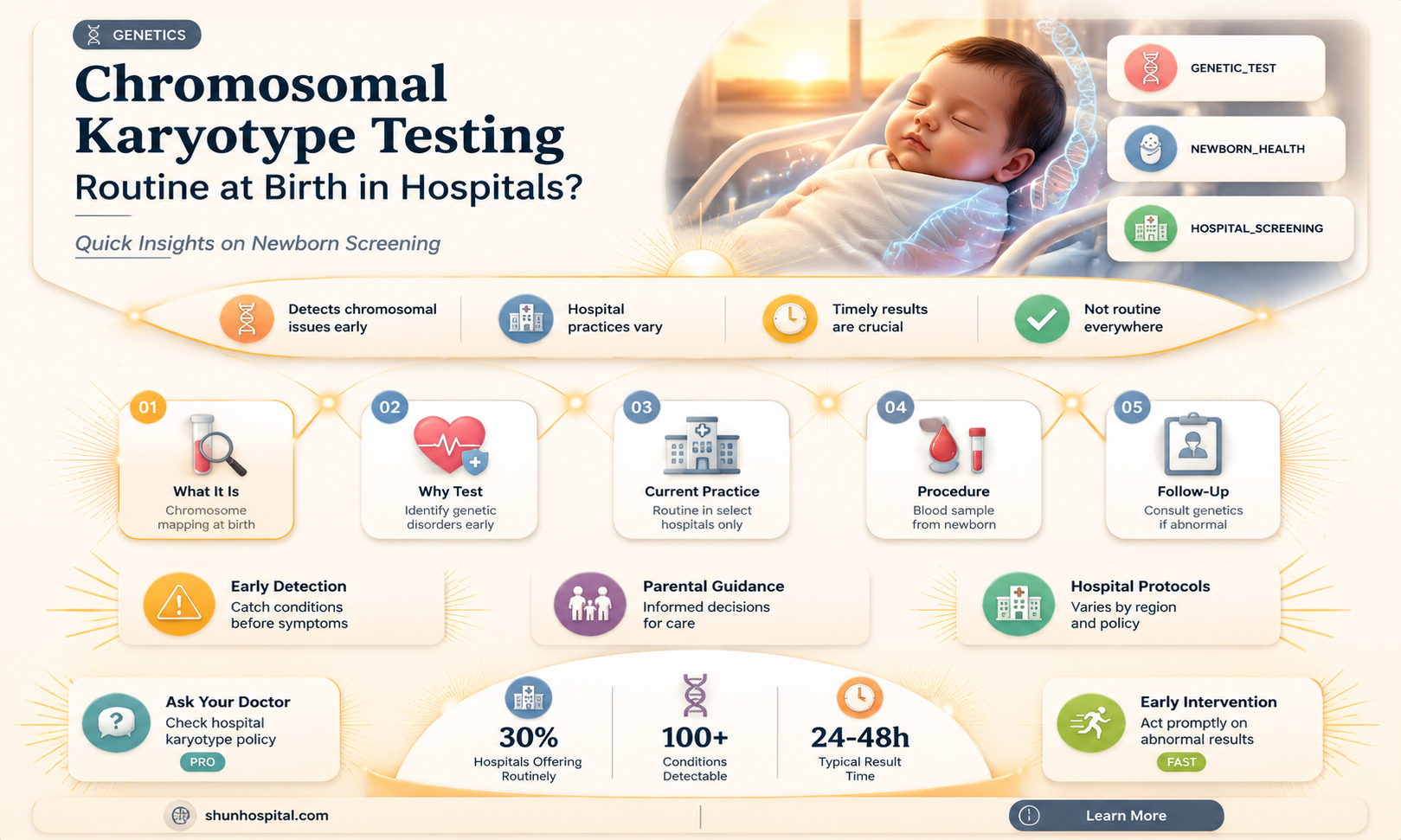 are chromosomal karyotype test done in the hospital at birth