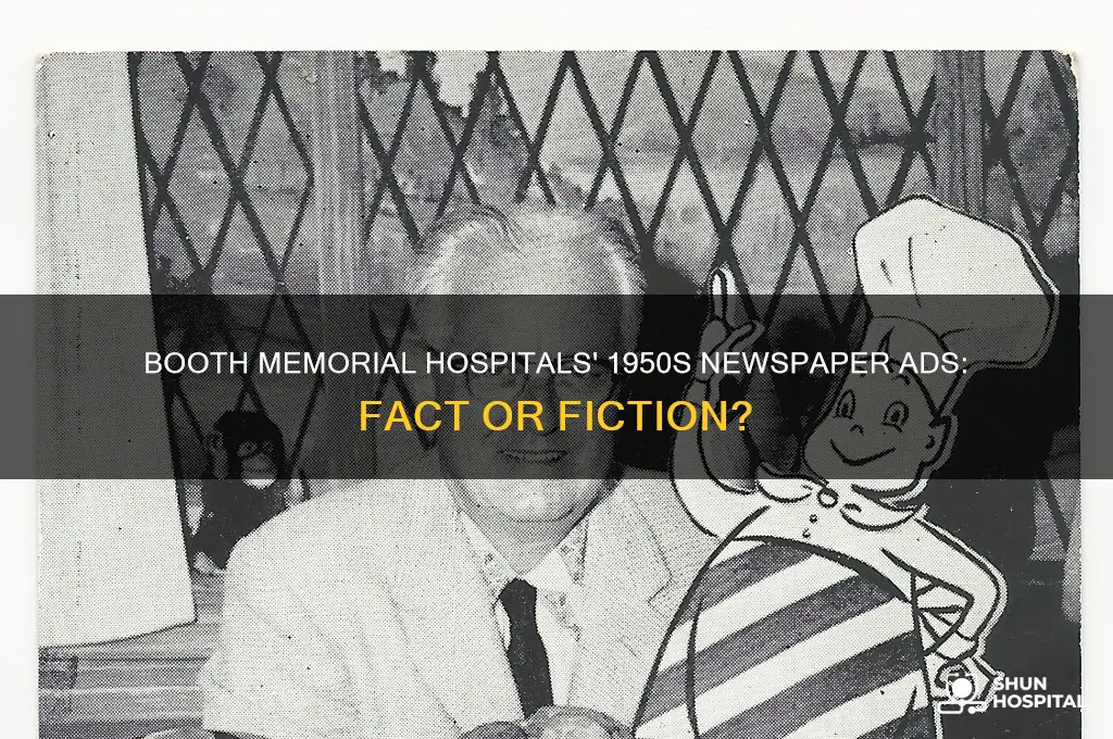 did booth memorial hospitals place newspaper advertisements in the 1950s