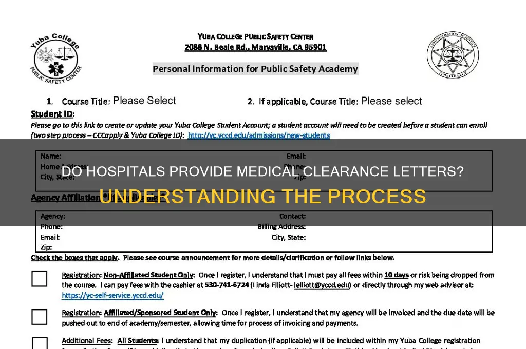 do hospitals give clearance letters