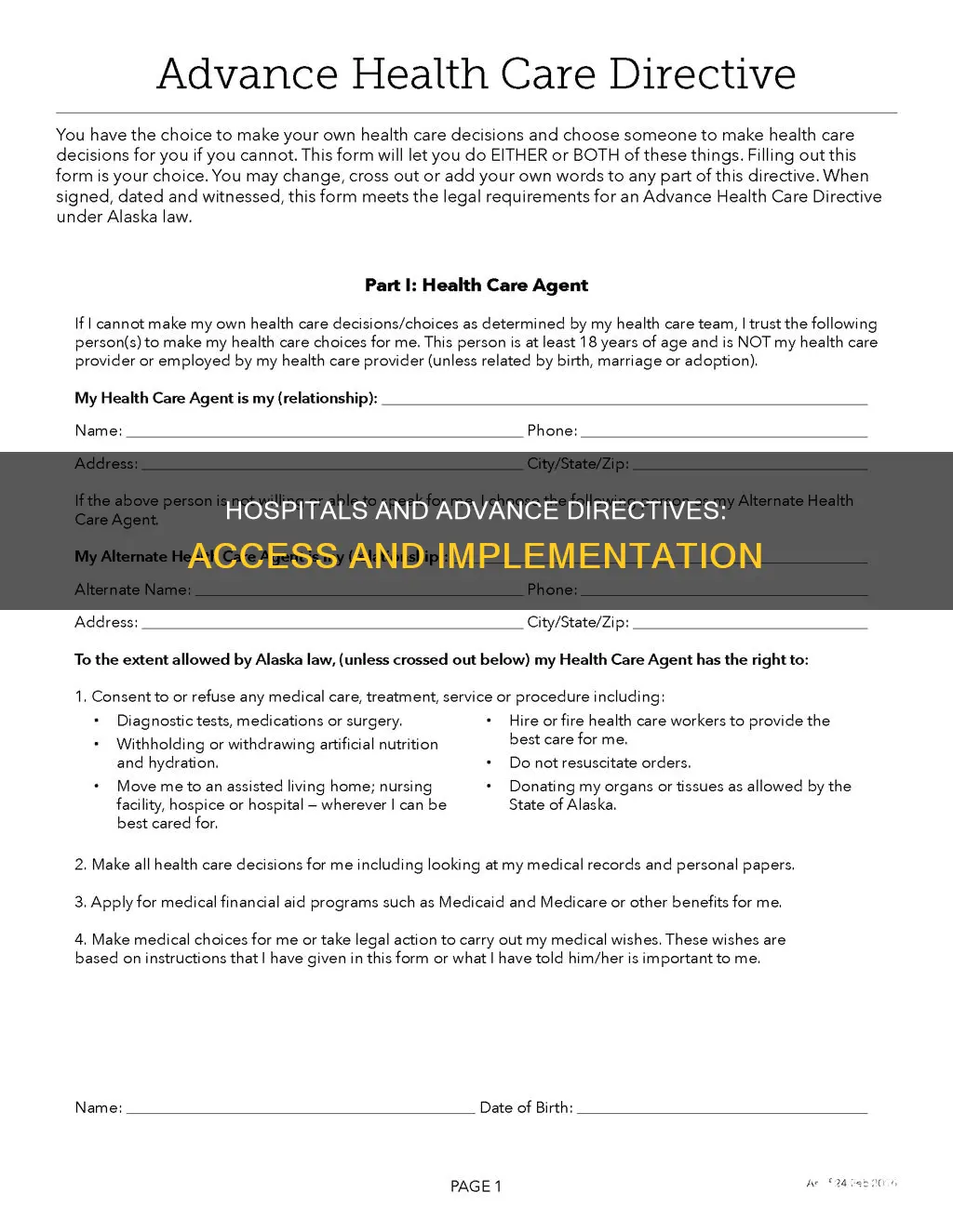 do hospitals have access to advance directives