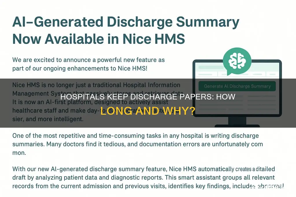 do hospitals keep discharge papers on file
