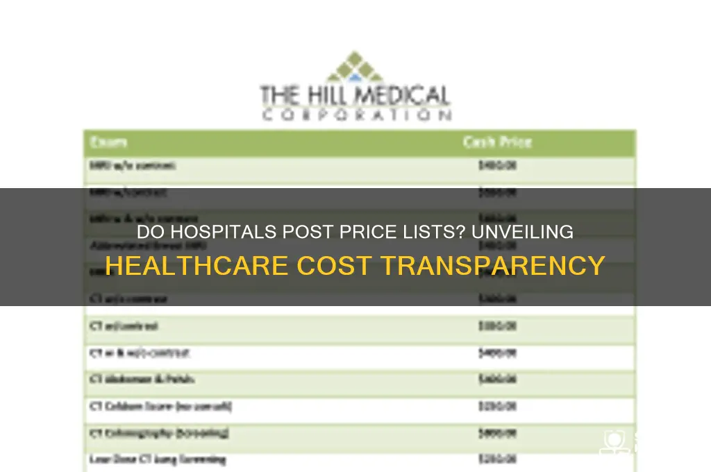 do hospitals post price list