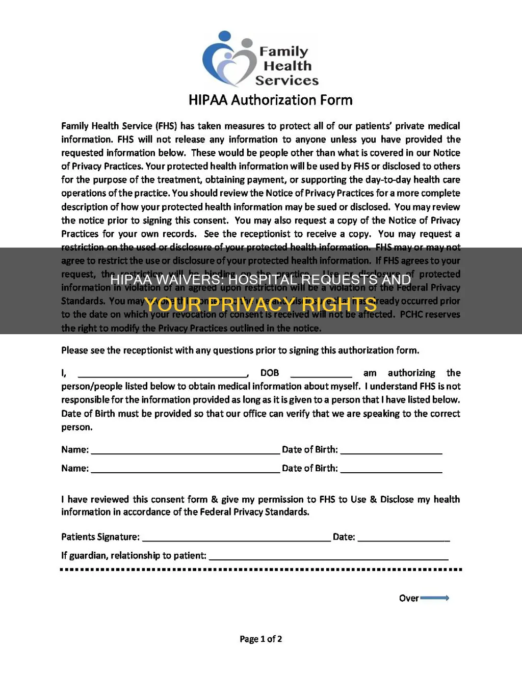 do hospitals want hipaa waivers on file