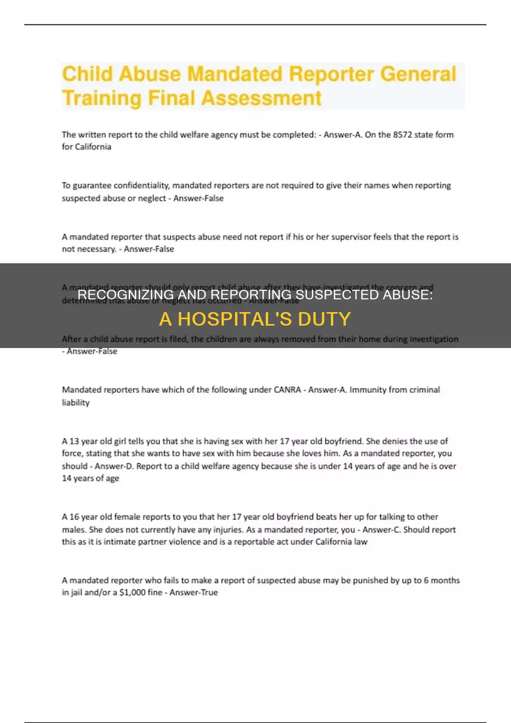 do you report suspected abuse to hospital