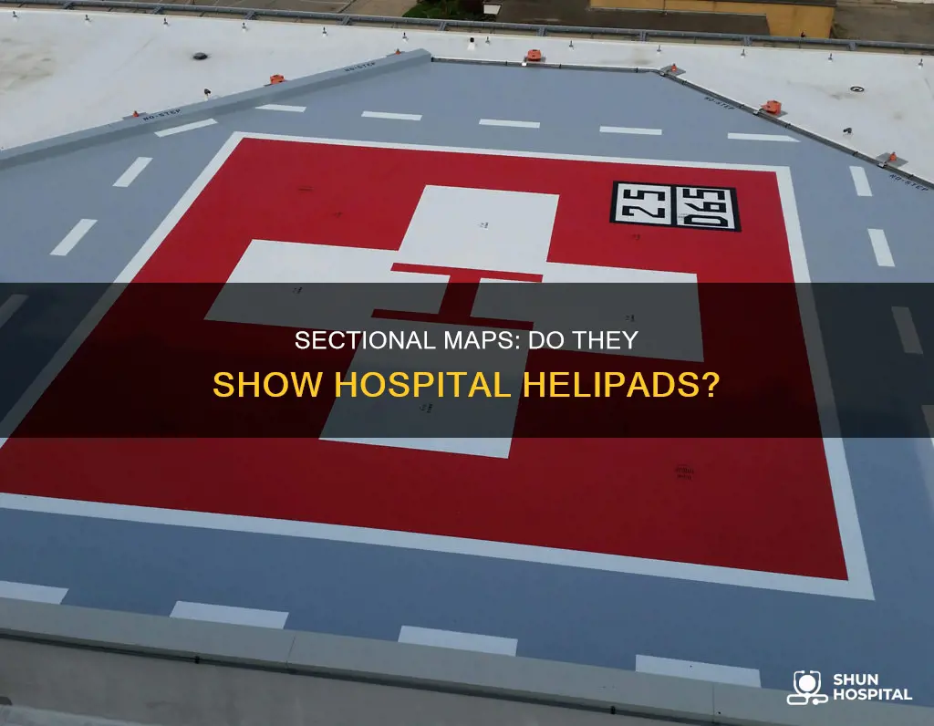 does a sectional map show hospital helipads