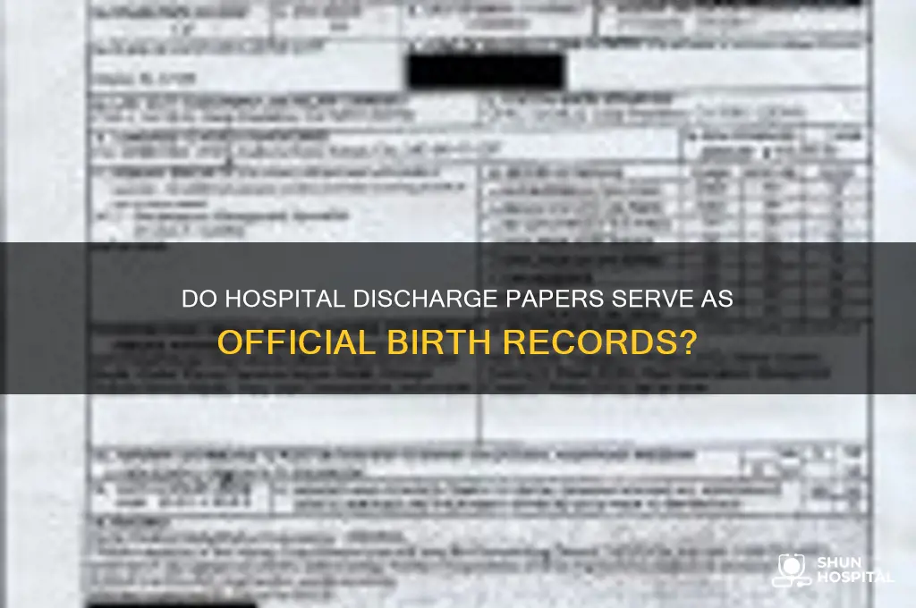 does the hospital discharge papers count as hospita birth record