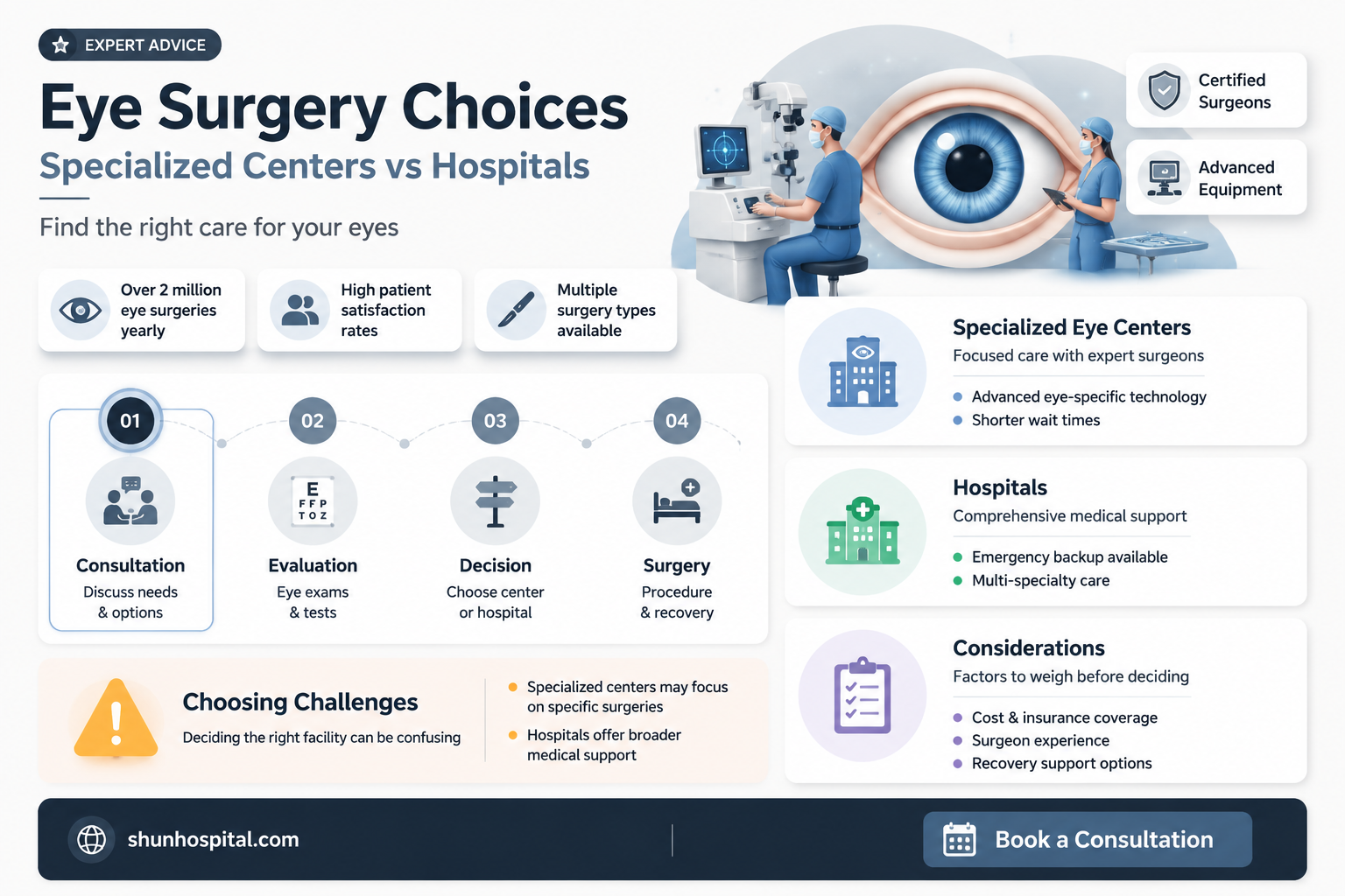 are eye surgery in eye centers or a hospital