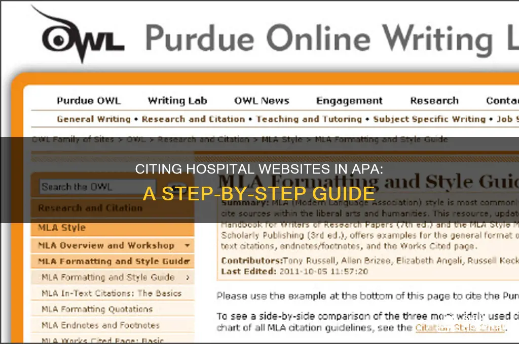 how do you cite a hospital website in apa