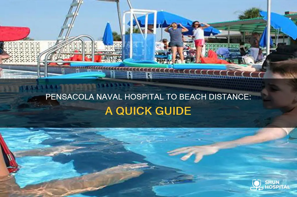 how far is pensacola naval hospital to the beach