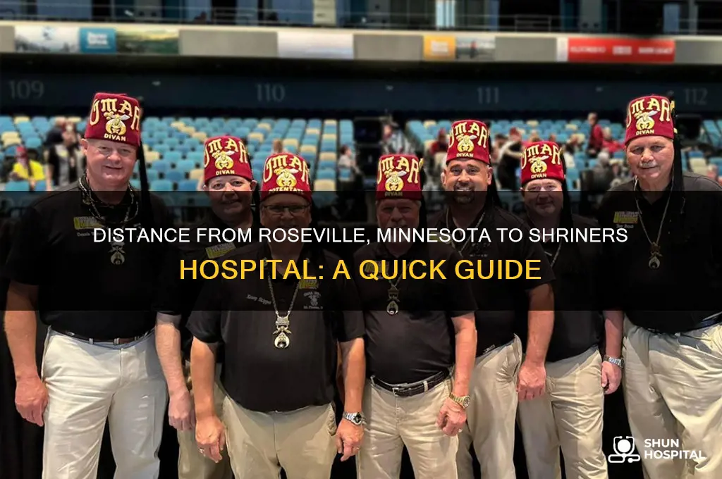 how far is roseville minnesota to the shriners hospital