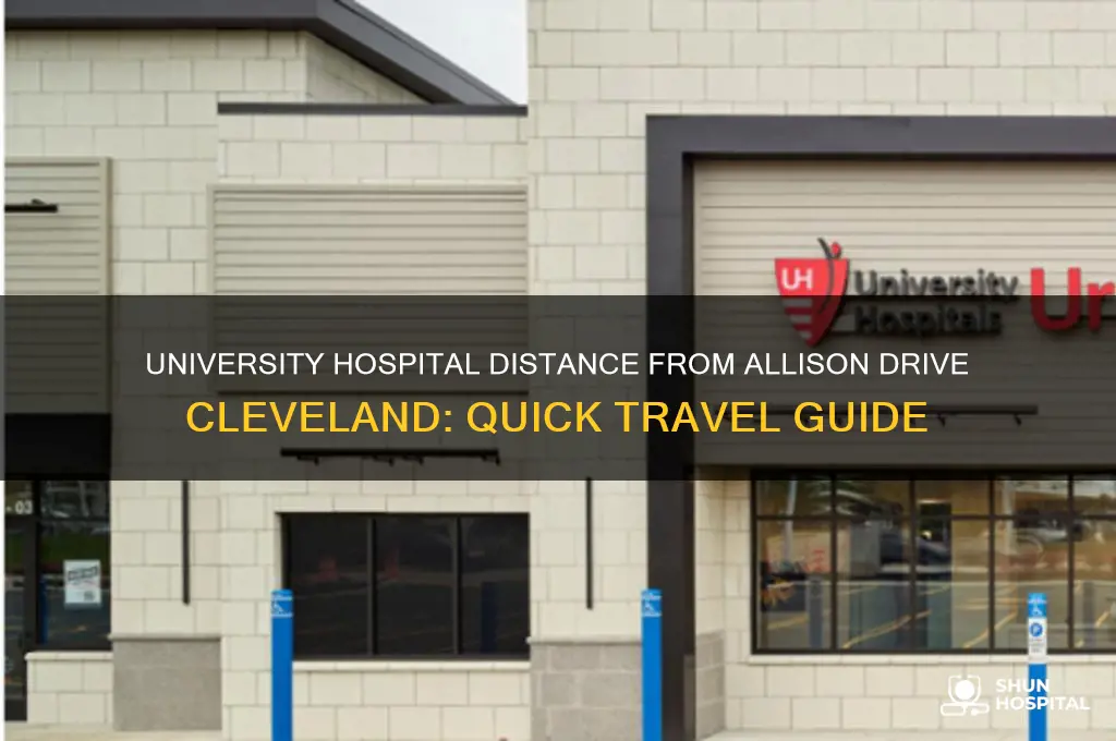 how far is university hospital from allison drive cleveland