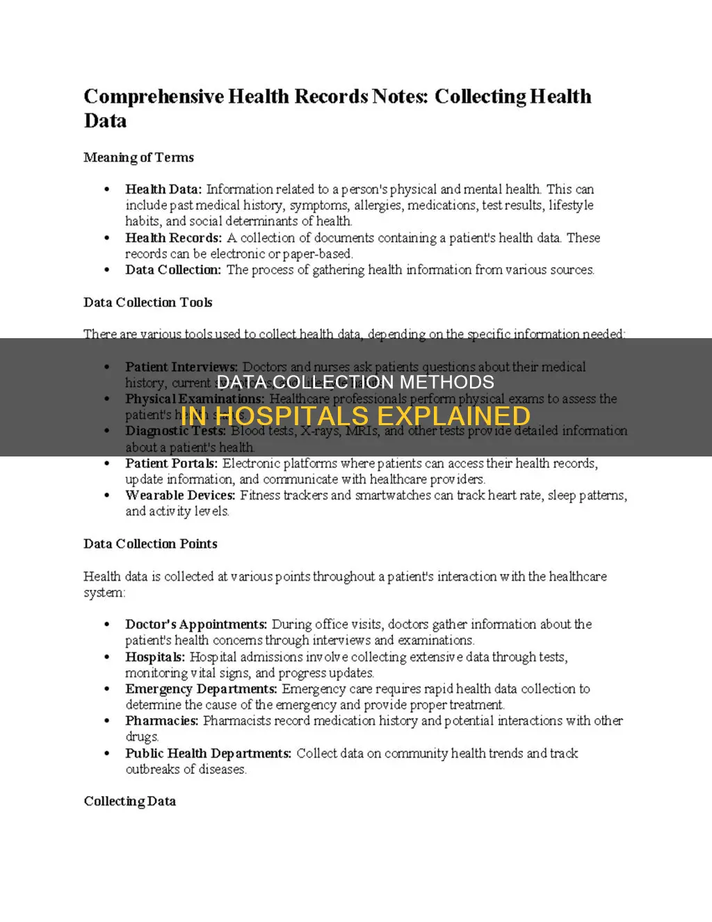 how is data collected in the hospitals