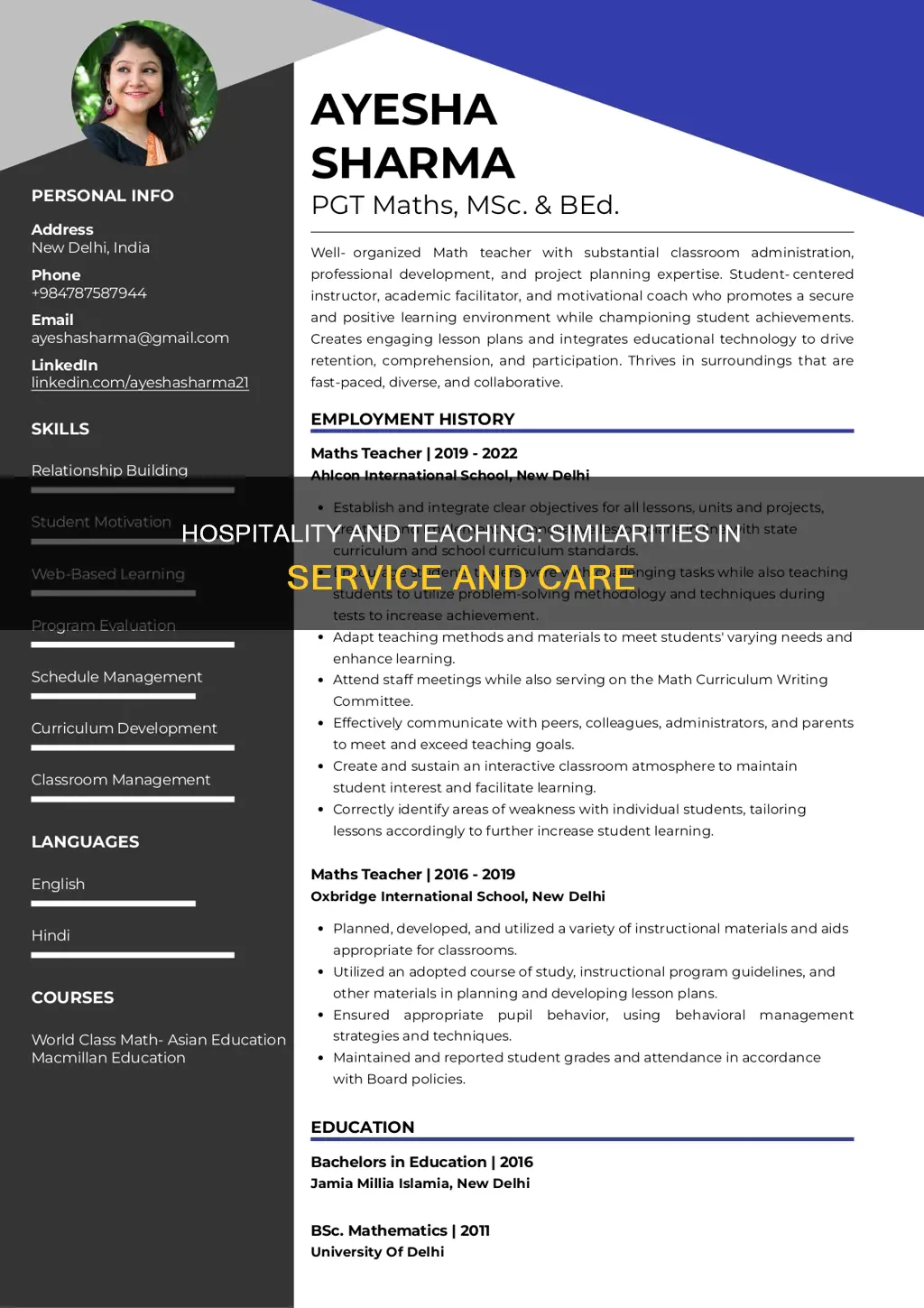 how is teaching similar to hospitality industry