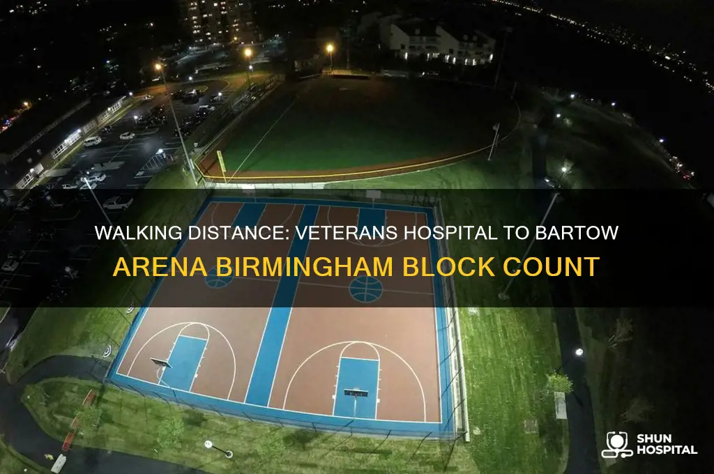 how many blocks is veterans hospital from bartow arena birmingham