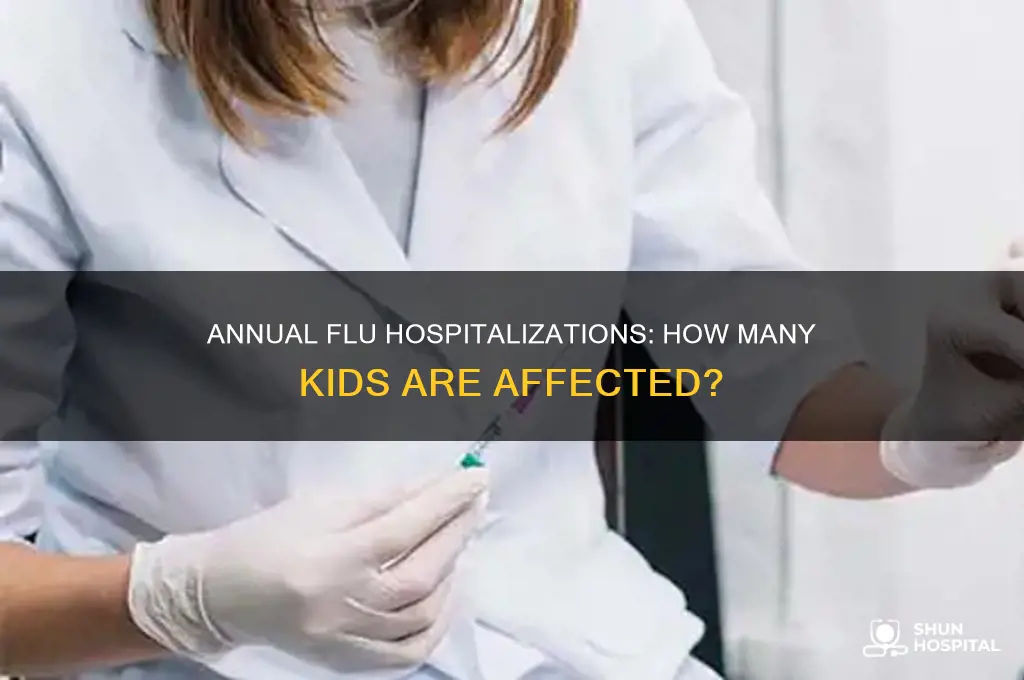 how many kids are hospitalized with the flu each year