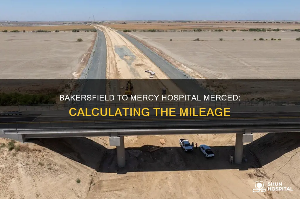 how many miles from bakersfiled to mercy hospital merced