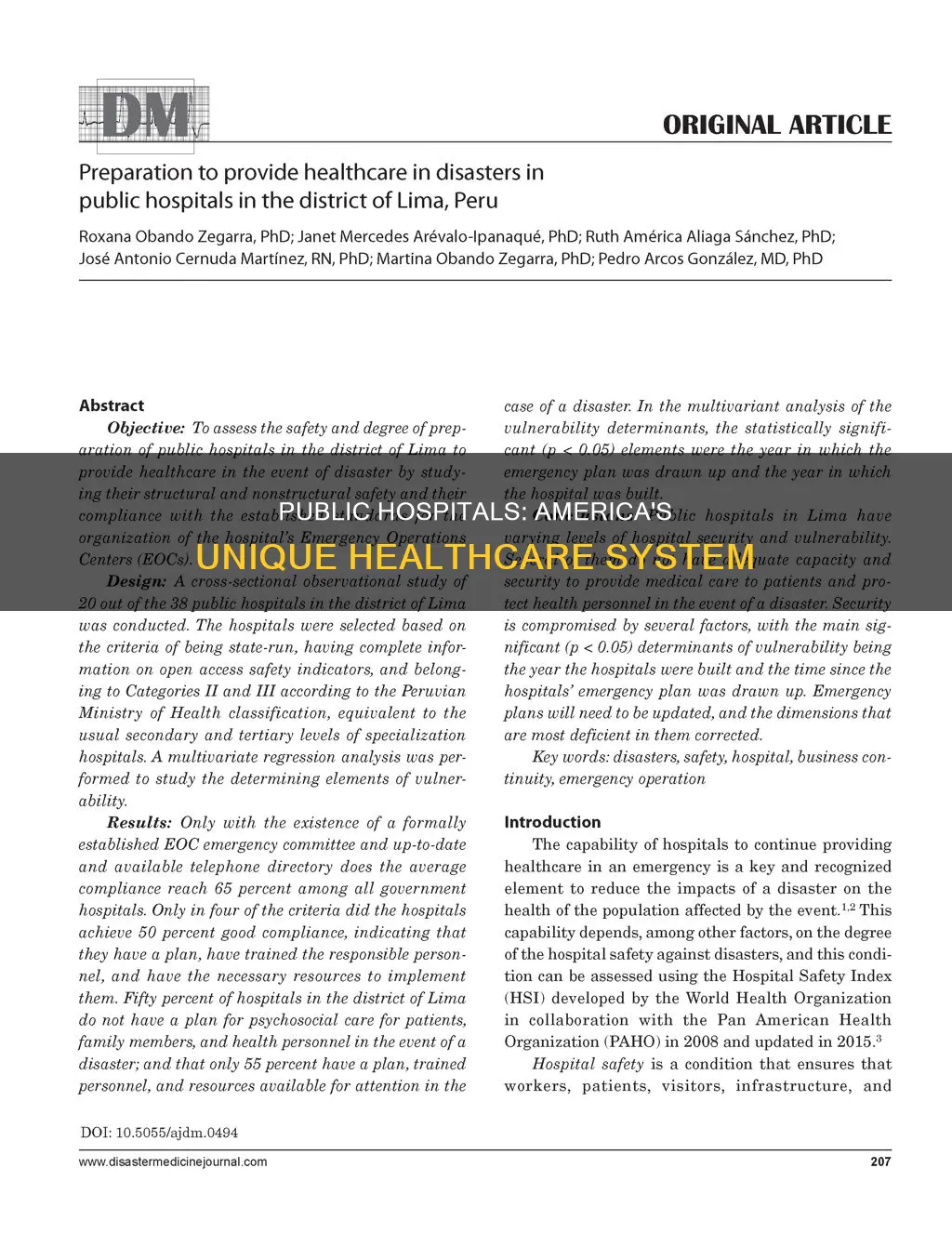 how puclic hospitals in america function differently