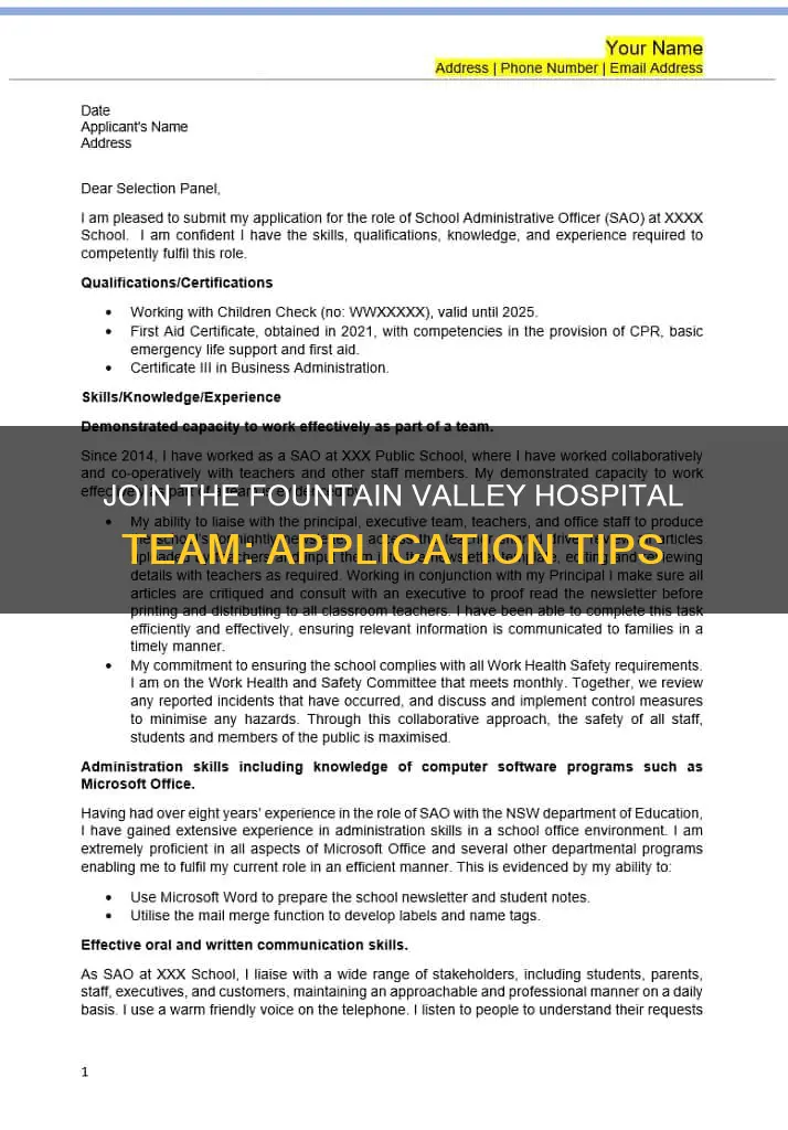 how to apply to fountain valley hospital