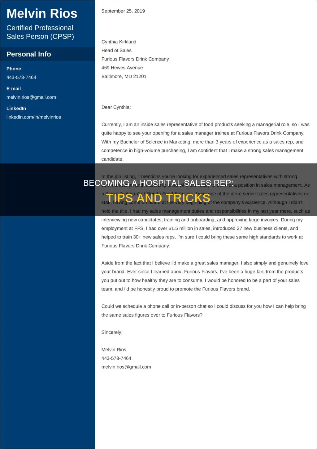 how to become a hospital sales rep