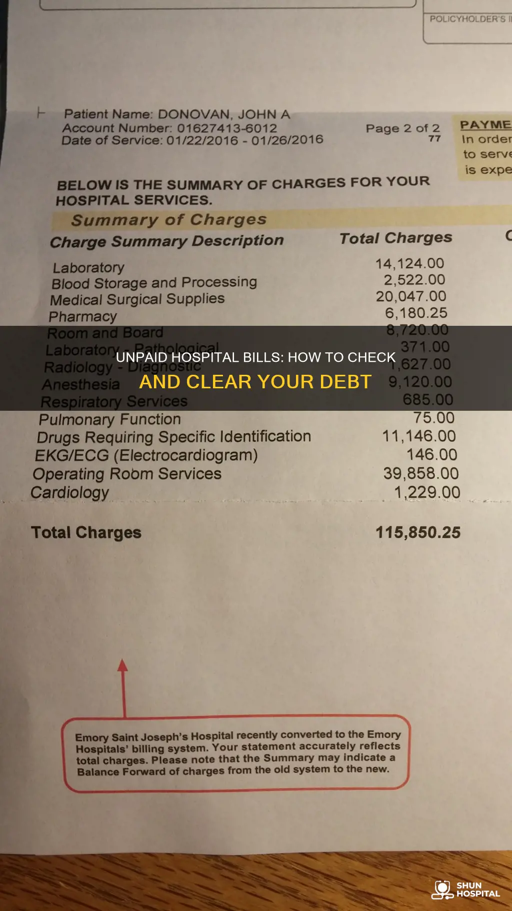how to check if i owe hospital