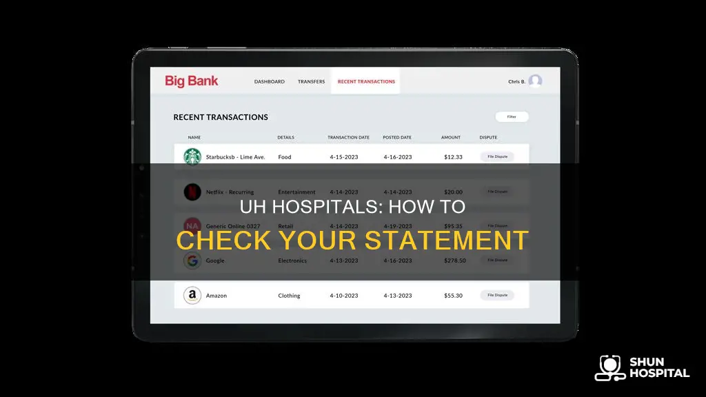 how to check statment for uh hospitals