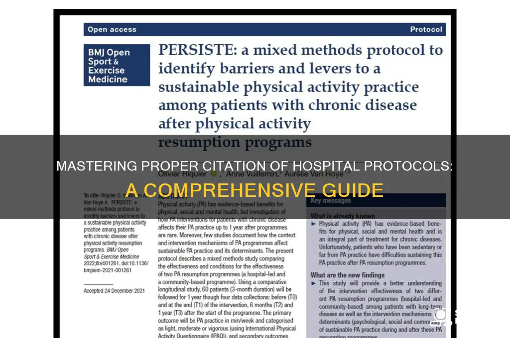 how to cite hospital protocol