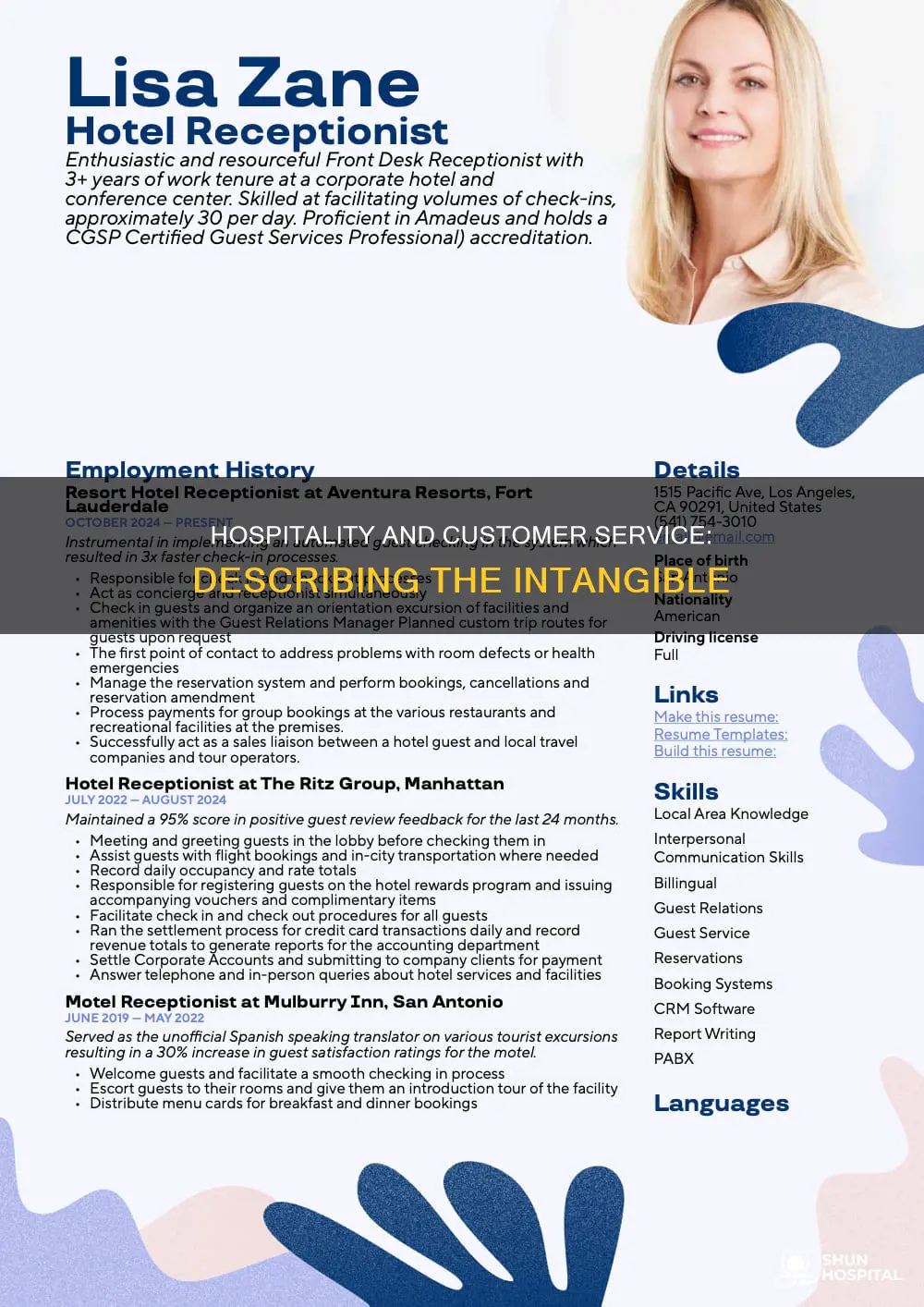 how to describe hospitality and customer service