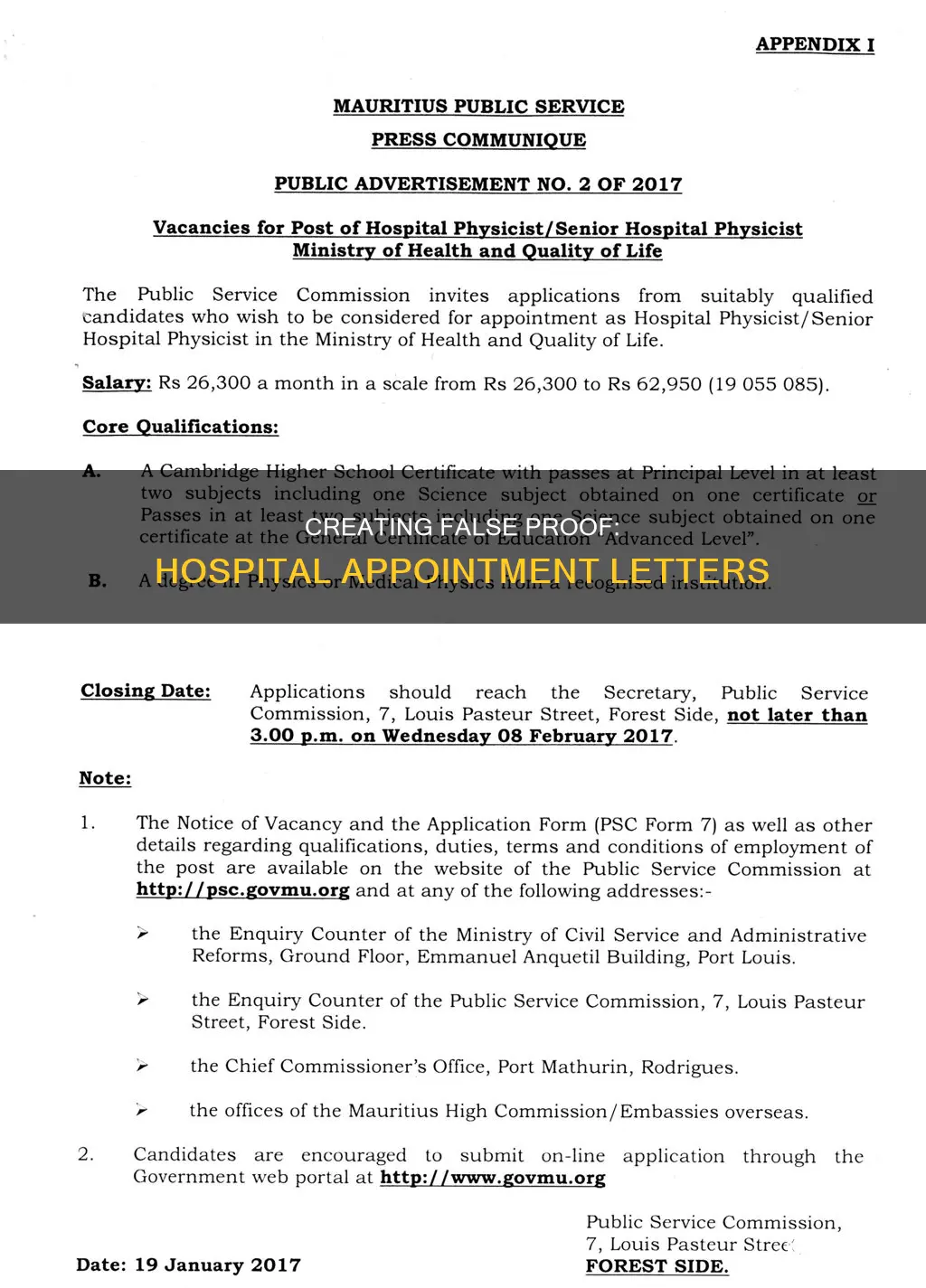 how to fake a hospital appointment letter
