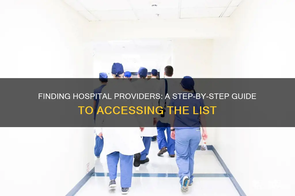 how to find list of providers in a hospital