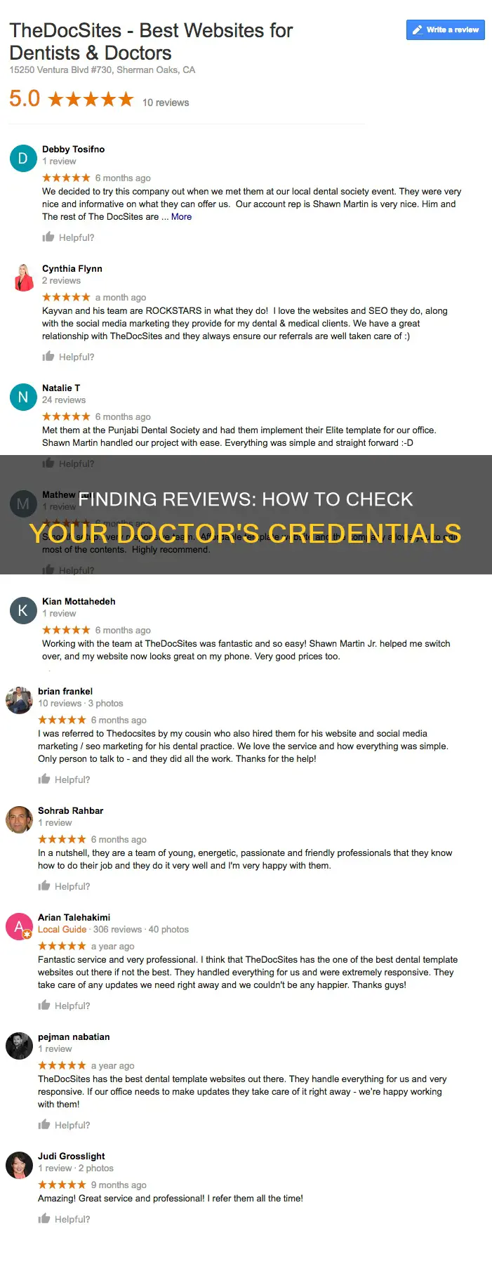 how to find reviews on a doctor