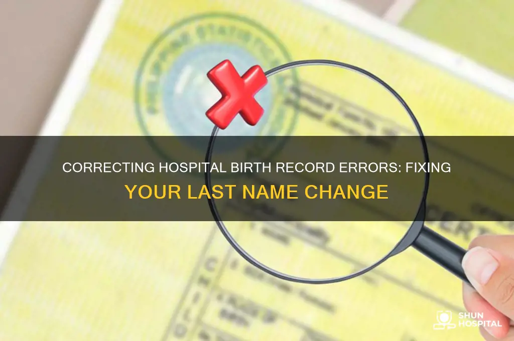 how to fix last name changed by hospital at birth