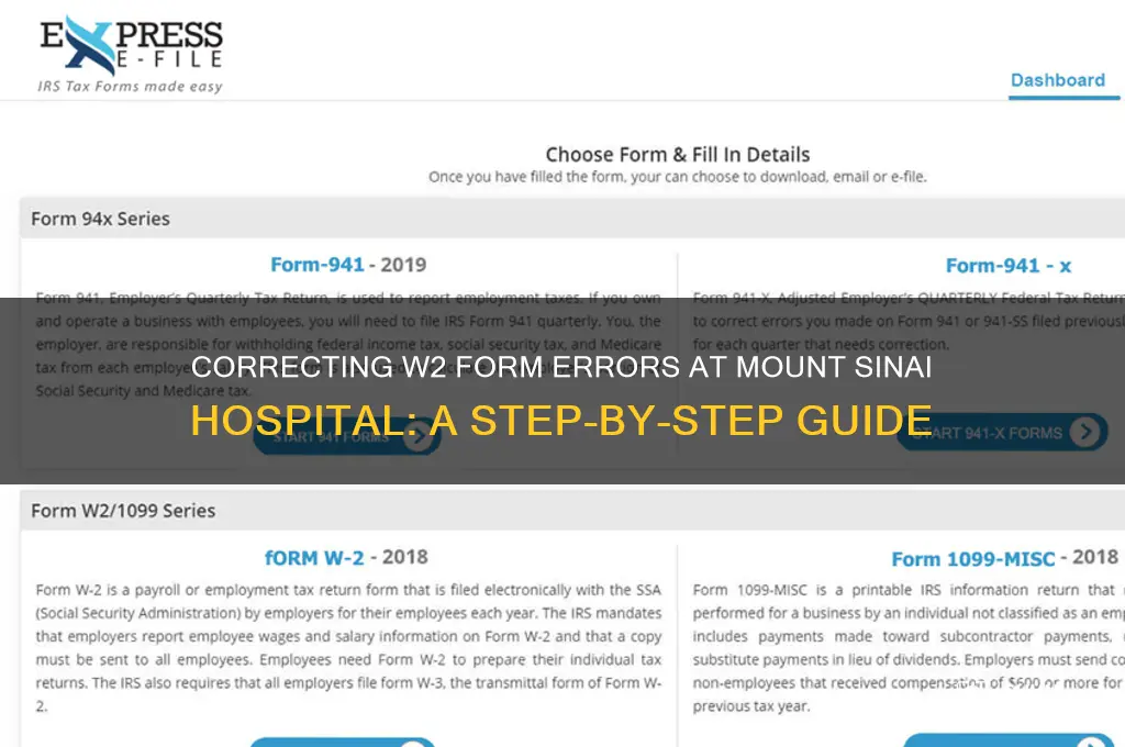 how to fix w2 form at mount sinai hospital