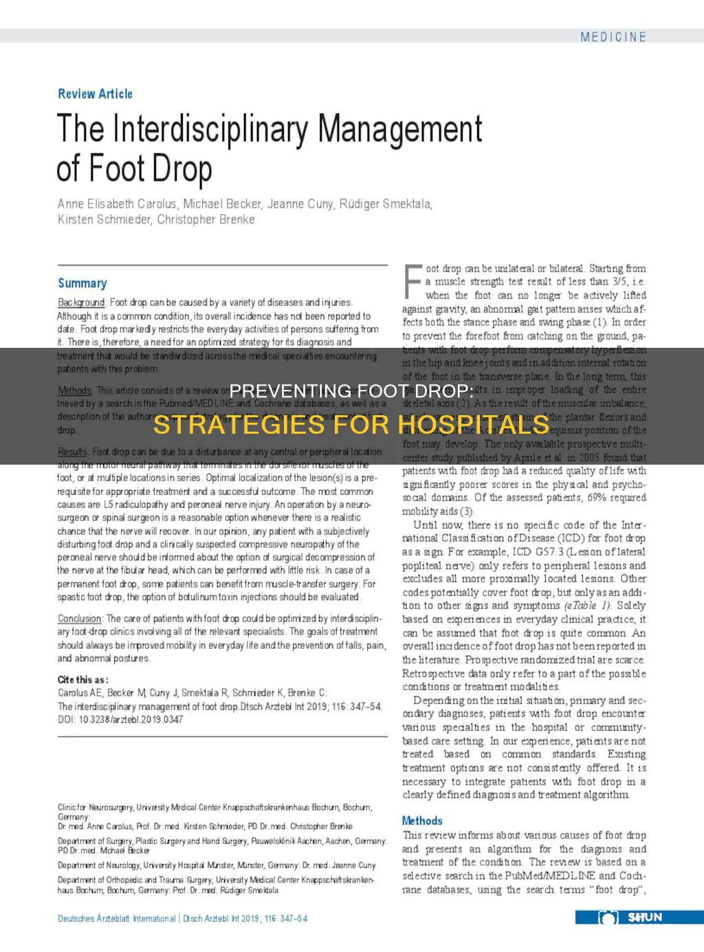 how to prevent foot drop in hospital