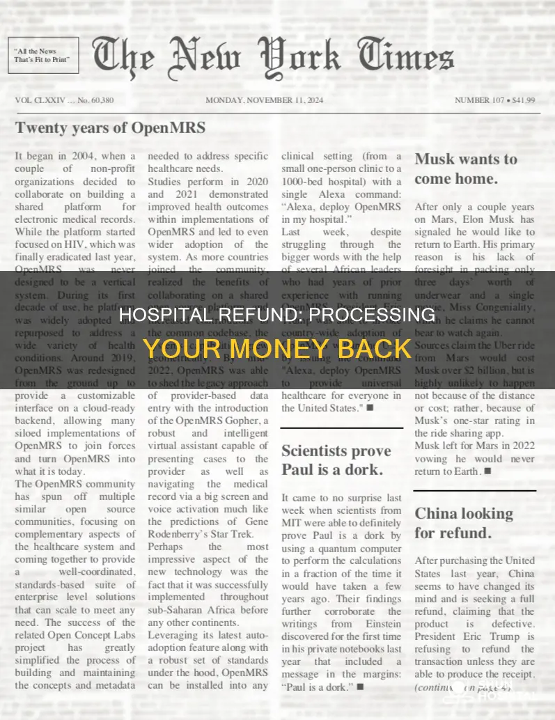 how to process a hospital acct refund