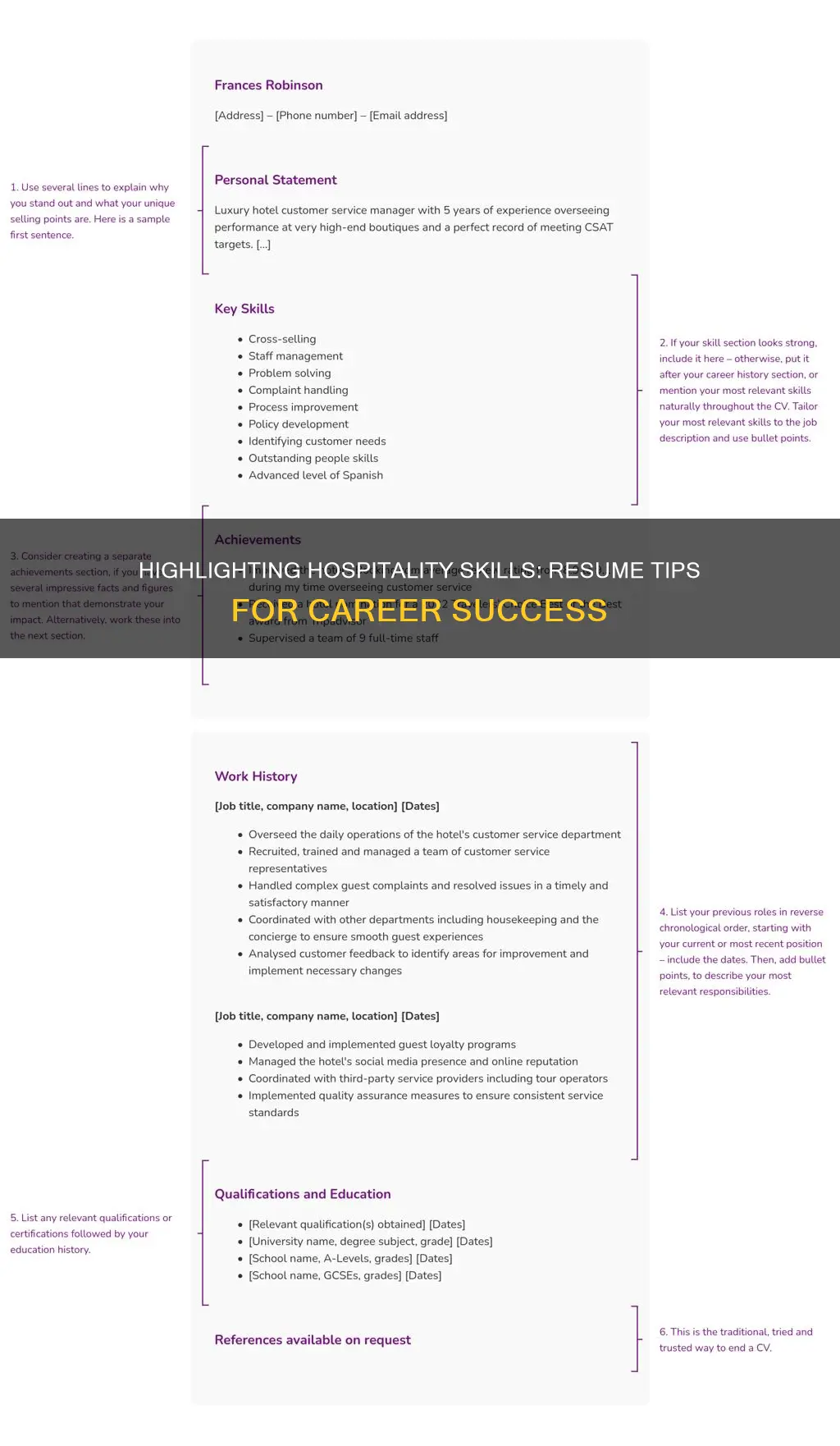 how to put hospitality on your resume