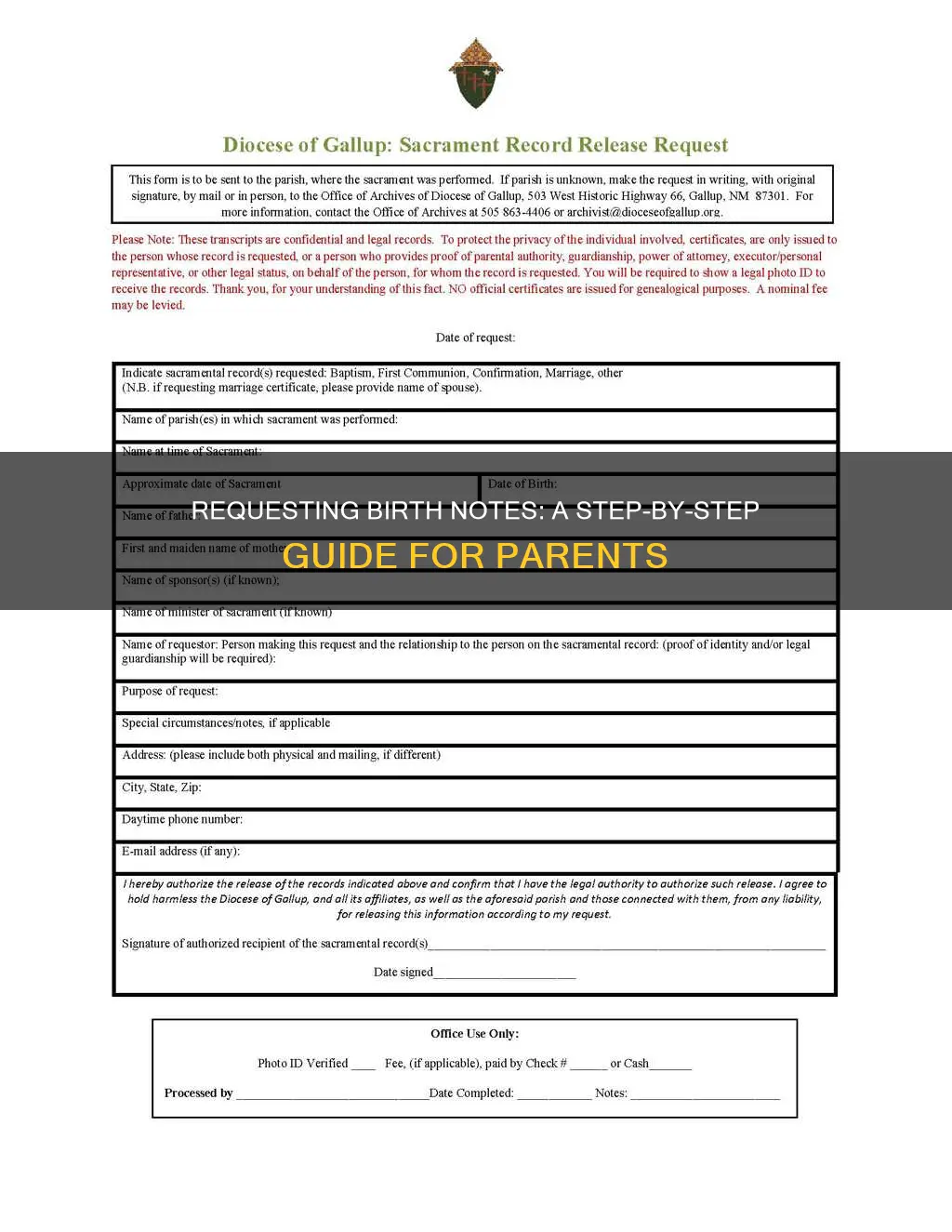 how to request birth notes from hospital