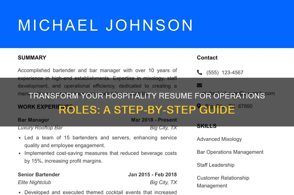 how to turn your hospitality resume into operations resume