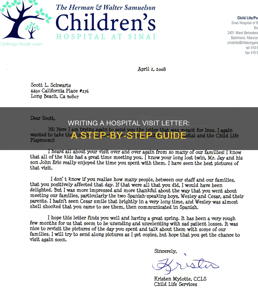 how to write a hospital visit letter