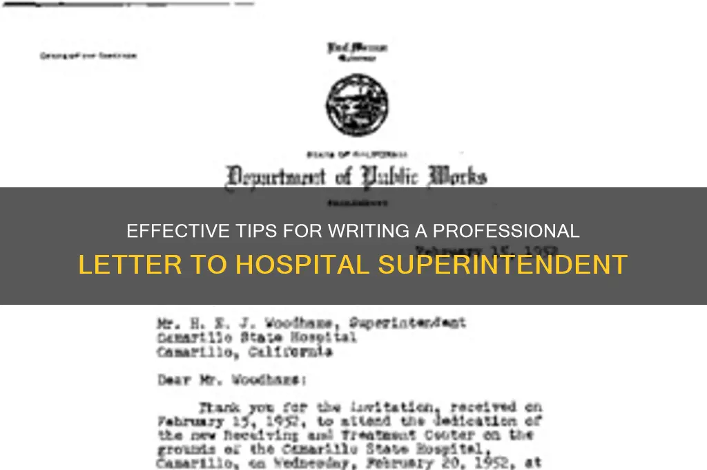 how to write a letter to superintendent of hospital