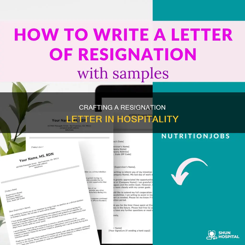 how to write a resignation letter hospitality