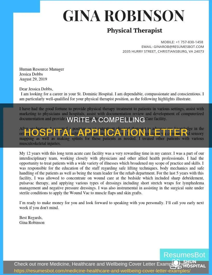 how to write application letter to hospital