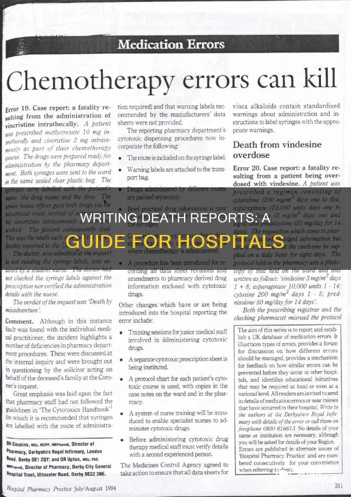 how to write death report in hospital