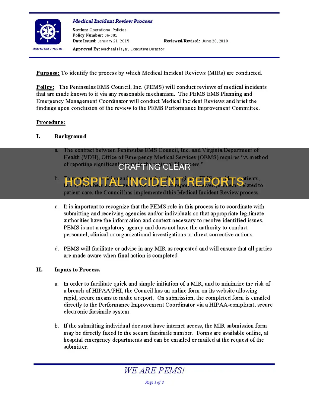 how to write incident report in hospital