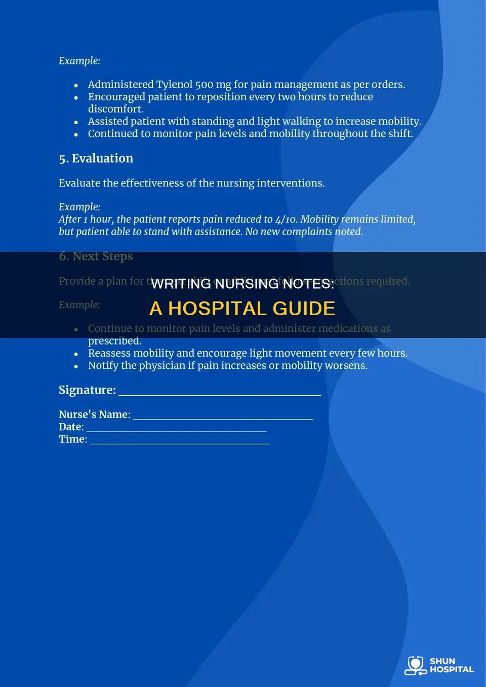 how to write nursing notes in hospital